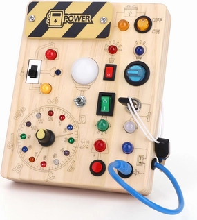 Toddler Toys Clock Busy Board with Led Light, Preschool Learning Activities Sensory Toys for Toddlers,Montessoti Toys for 1 2 3 Year Old