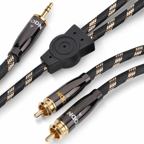 TODN HiFi 2 RCA to 3.5mm Audio Cables for Audiophile RCA to AUX with O-C-C Core, Dual Shielded 3 ft/1 m