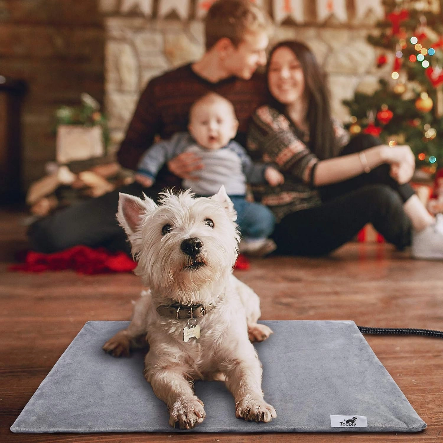 Toozey Large Pet Heating Pad, 6 Adjustable Temperature Dog Cat Heating Pad with Timer, Waterproof Heated Dog Bed with Chew Resistant Cord, Indoor Electric Pet Heated Mat 35x24in