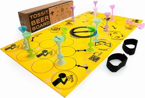 TOSSIT Board Game, Ultimate Indoor Outdoor Dual-Sided Silicone Mat Multiple Game Modes, Family Fun, Portable Rollable, Includes 2 Flexible Game Boards, Beer Version