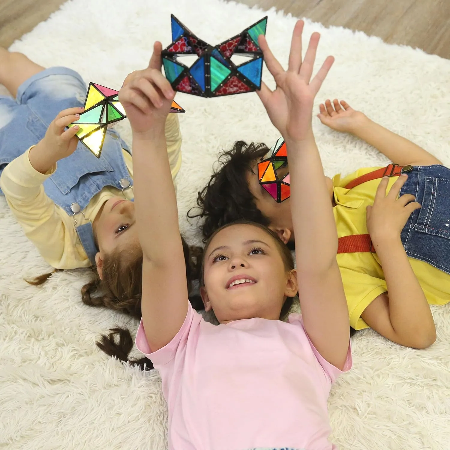 TOSY Magnet Pyramid Stone - 1 Cube Transforms into 1 Billion Shapes, 12 Pieces, 243 Rare Earth Magnets, Holographic Design Magnet Tiles Creative Puzzle STEAM Toy