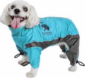 TOUCHDOG 'Quantum-Ice' Full Body Bodied Adjustable and 3M Reflective Pet Dog Coat Jacket w/ Blackshark Technology, Small, Ocean Blue, Grey