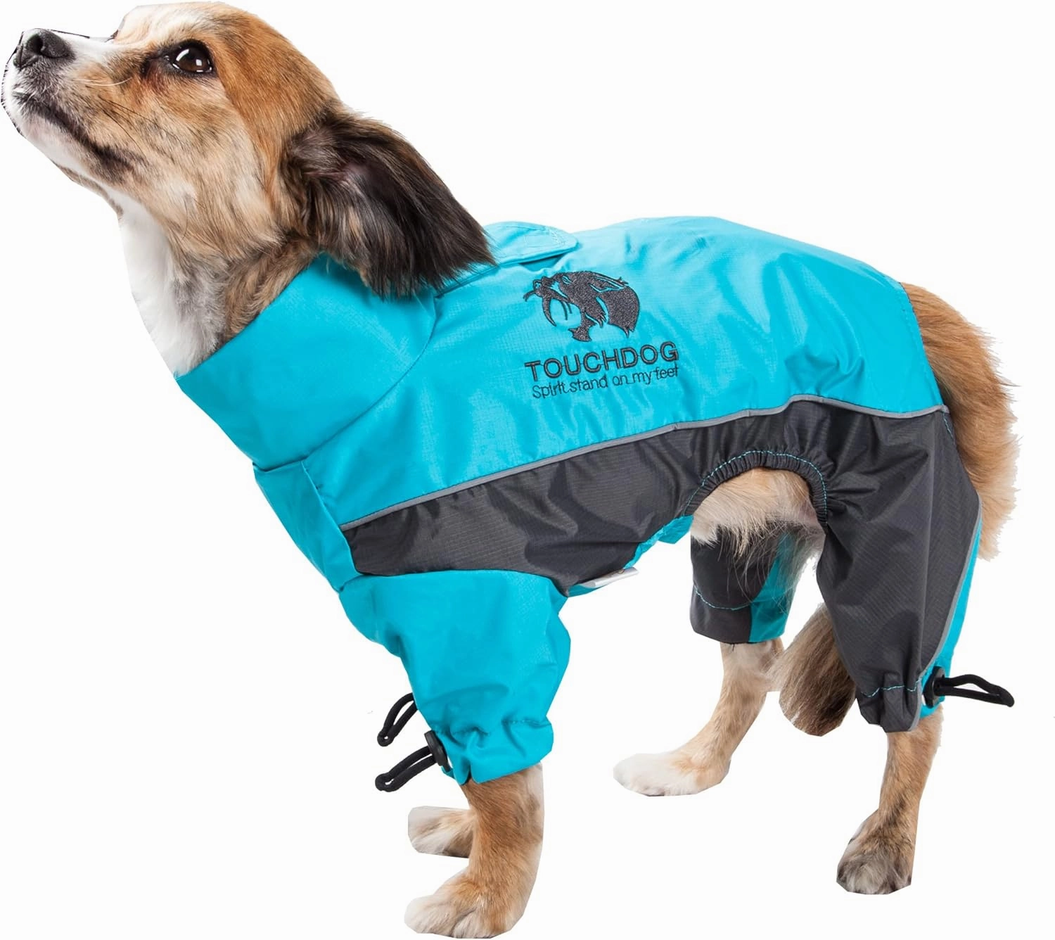 TOUCHDOG 'Quantum-Ice' Full Body Bodied Adjustable and 3M Reflective Pet Dog Coat Jacket w/ Blackshark Technology, Small, Ocean Blue, Grey