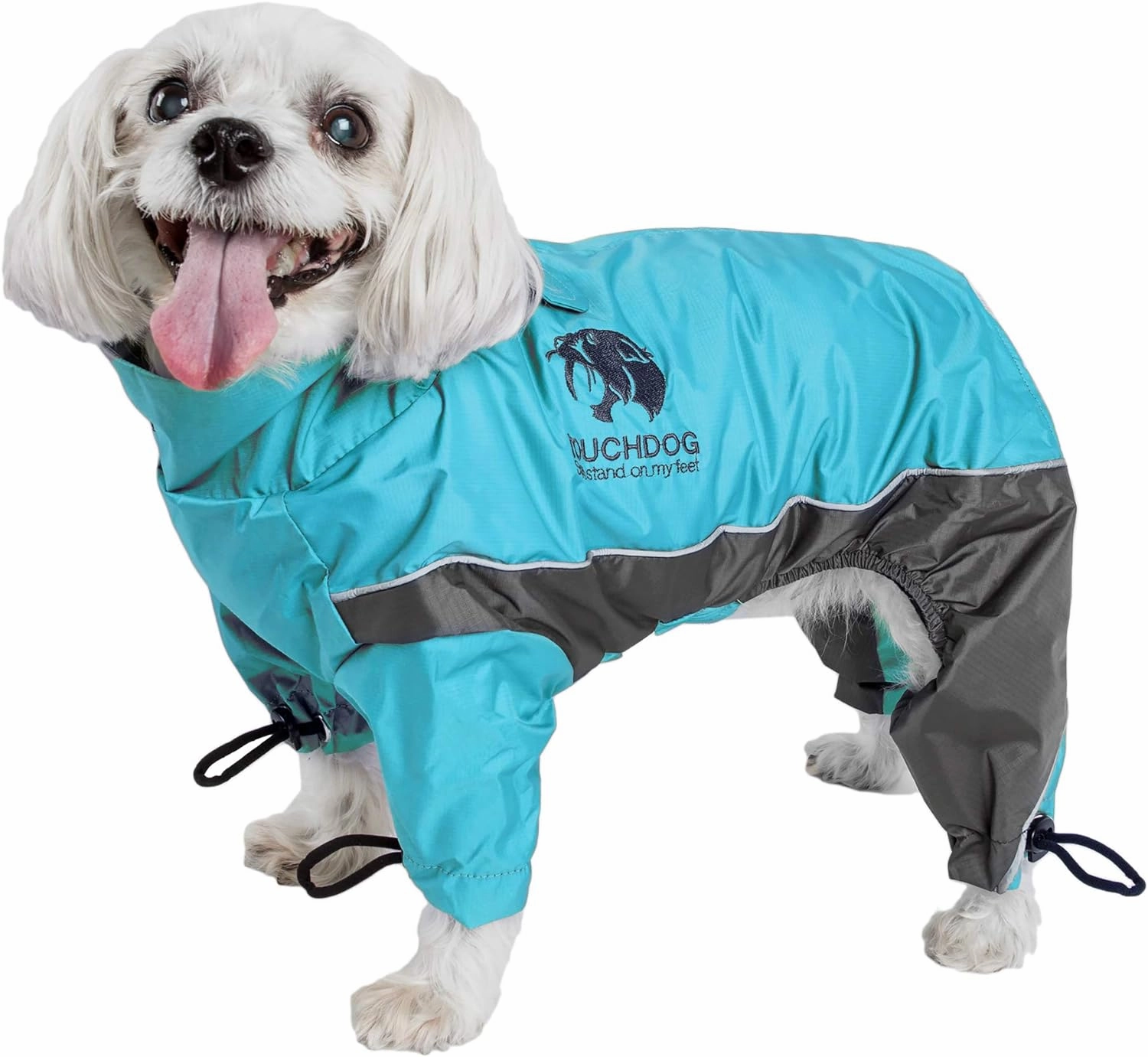 TOUCHDOG 'Quantum-Ice' Full Body Bodied Adjustable and 3M Reflective Pet Dog Coat Jacket w/ Blackshark Technology, Small, Ocean Blue, Grey