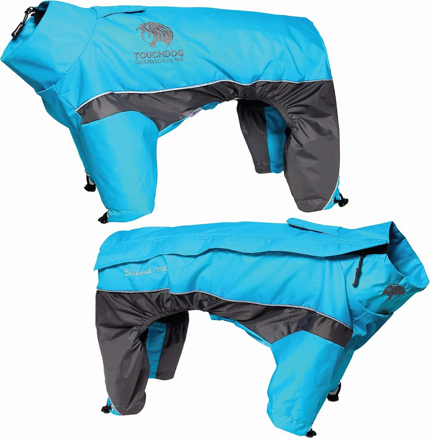 TOUCHDOG 'Quantum-Ice' Full Body Bodied Adjustable and 3M Reflective Pet Dog Coat Jacket w/ Blackshark Technology, Small, Ocean Blue, Grey