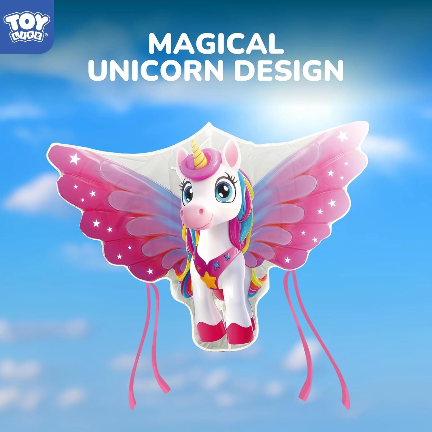 TOY Life Giant 48.4'' Unicorn Kites Easy to Fly for Kids Adults with 328.1 FT String, Beach Kite Outdoor Game Outside Toys Activity, Unicorn Toys for Girls, Gift for Girls Ages 4-8