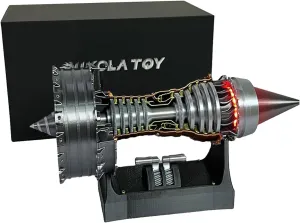 TR900 Adjustable Speed Turbofan Engine Model - Educational Mechanical Science Toy with Light for Desk Decor and Gifts (24CM)