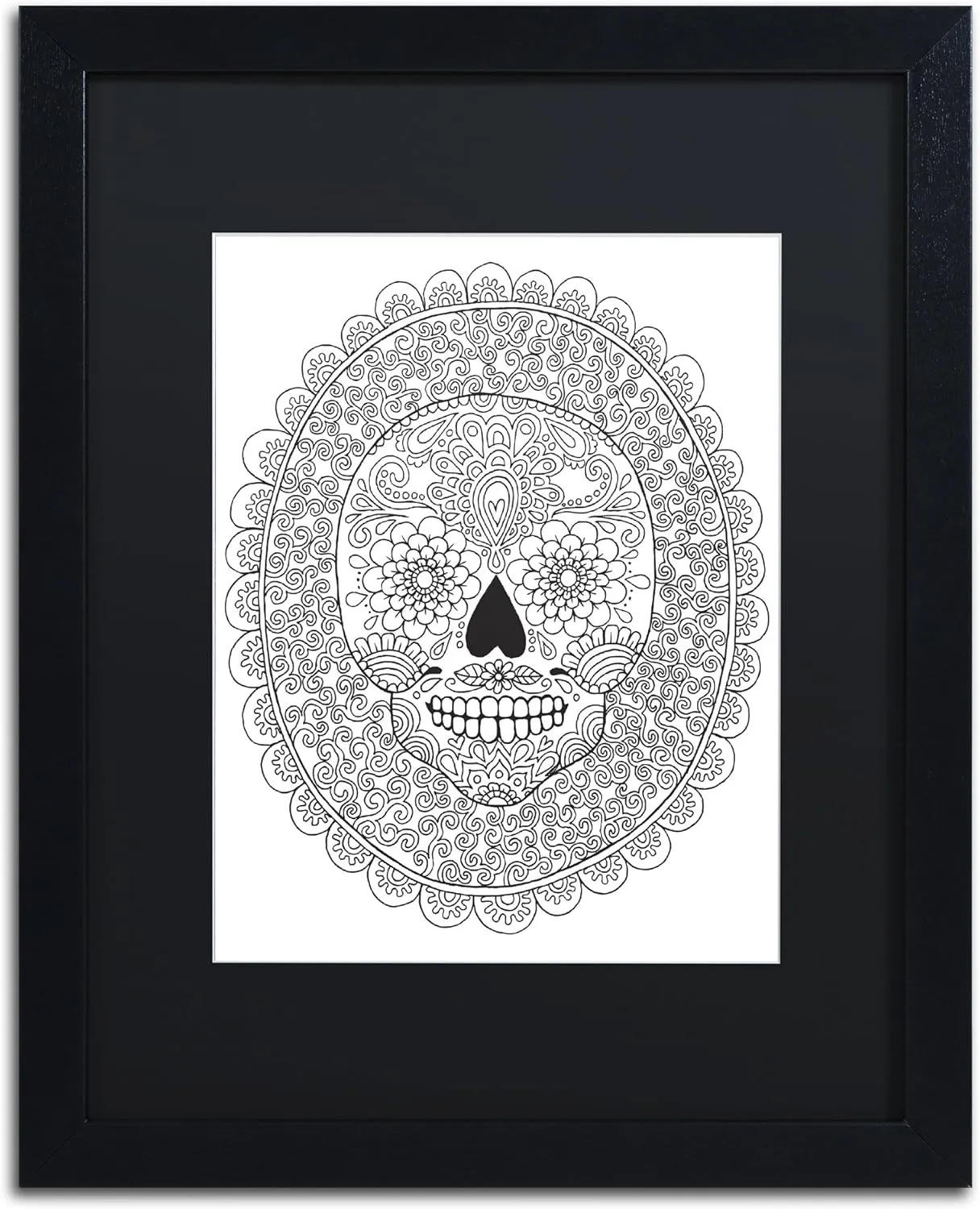 Trademark Fine Art ALI2811-B1620BMF Candy Skull by Hello Angel, 16x20-Inch, 16x20, Black Matte Frame