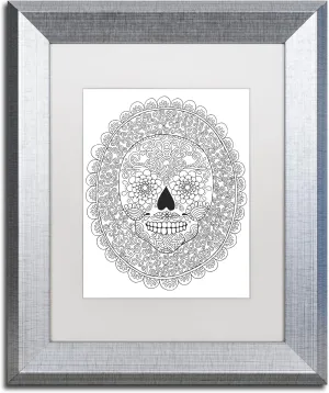 Trademark Fine Art ALI2811-S1114MF Candy Skull by Hello Angel, White Matte, Silver Frame 11x14-Inch, 11x14