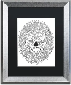 Trademark Fine Art ALI2811-S1620BMF Candy Skull by Hello Angel, Black Matte, Silver Frame 16x20-Inch, 16x20