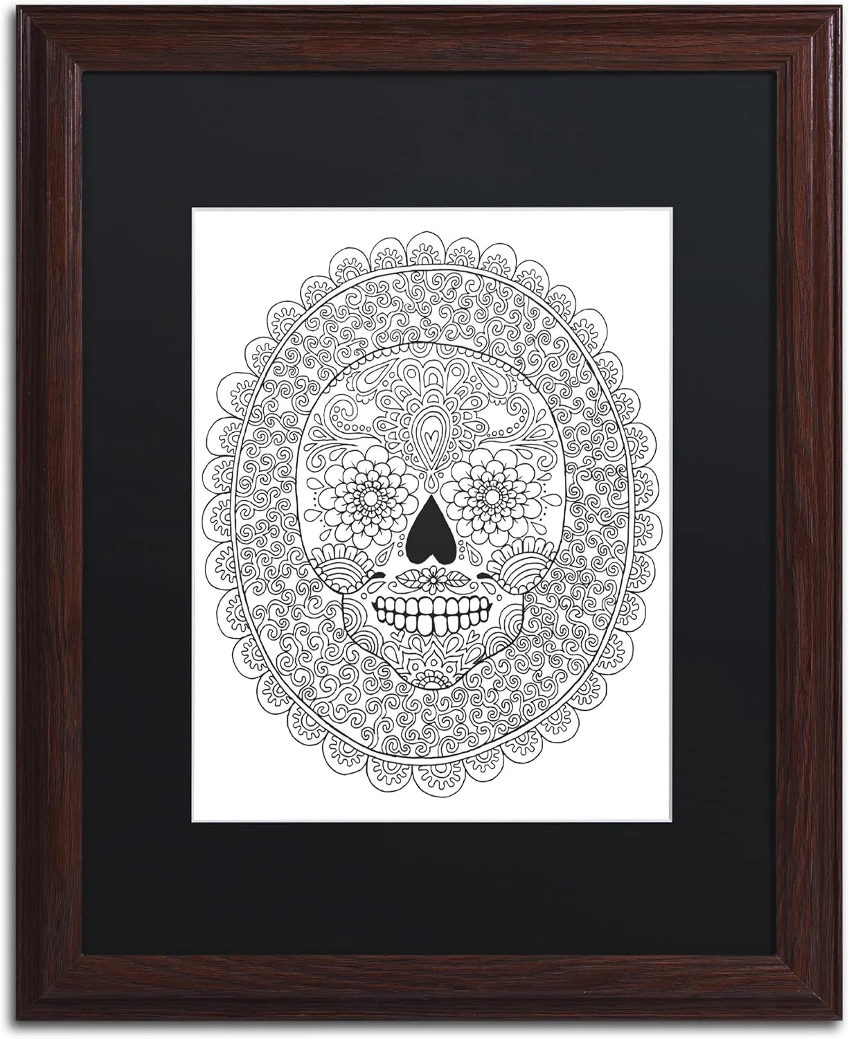 Trademark Fine Art ALI2811-W1620BMF Candy Skull by Hello Angel, Black Matte, Wood Frame 16x20-Inch, 16x20
