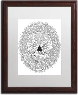Trademark Fine Art ALI2811-W1620MF Candy Skull by Hello Angel, White Matte, Wood Frame 16x20-Inch, 16x20