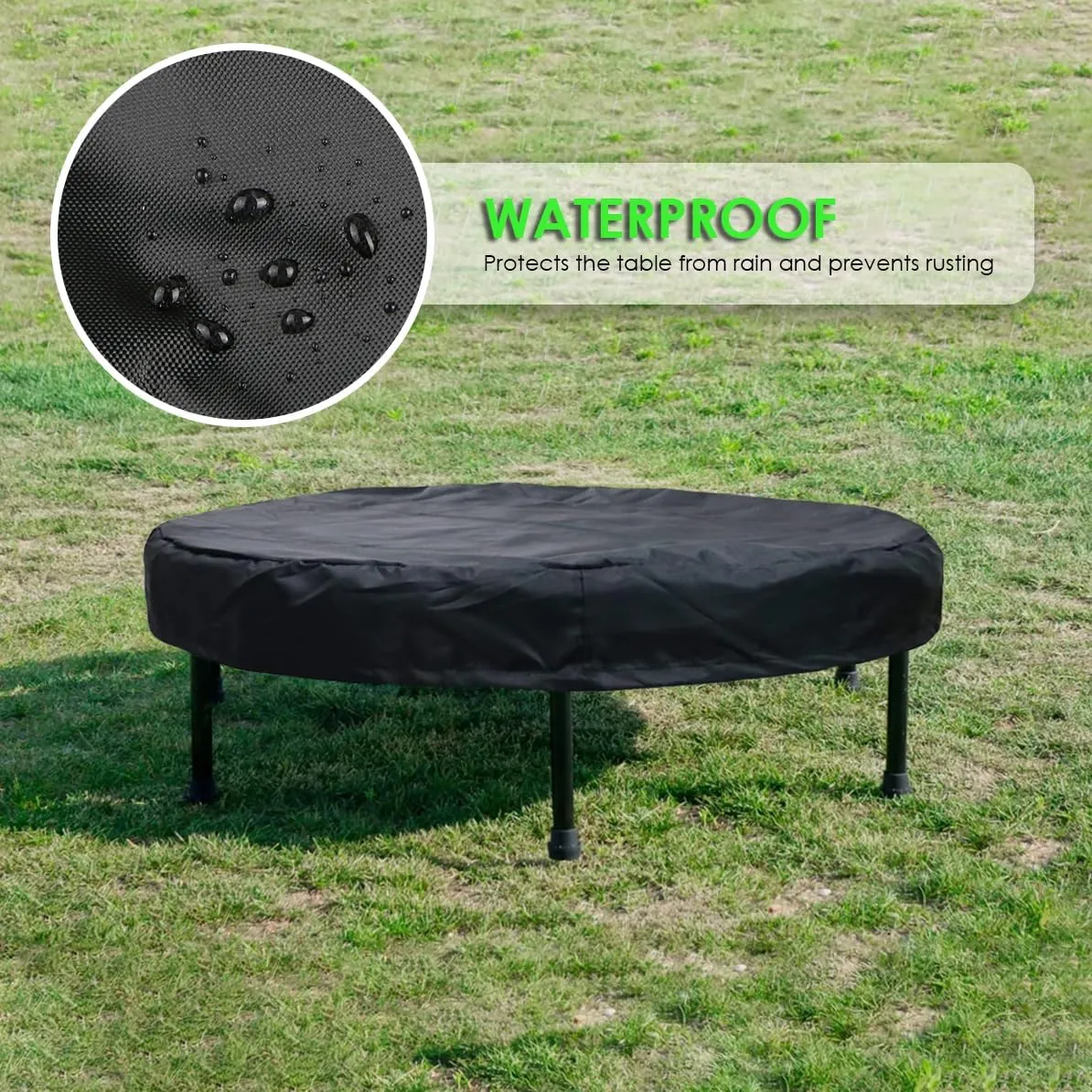 Trampoline Cover Mini Trampoline Cover Waterproof protective cover for Trampoline Indoor Outdoor Garden Rebounder (Not Spring Cover) (Black, 48"Dia x 4.3"H)