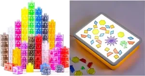 Translucent Number Blocks – Bright LED Light Box – Engaging Math Toy, Light Table Manipulatives, Linking Cubes for Early Learning and Creative Play