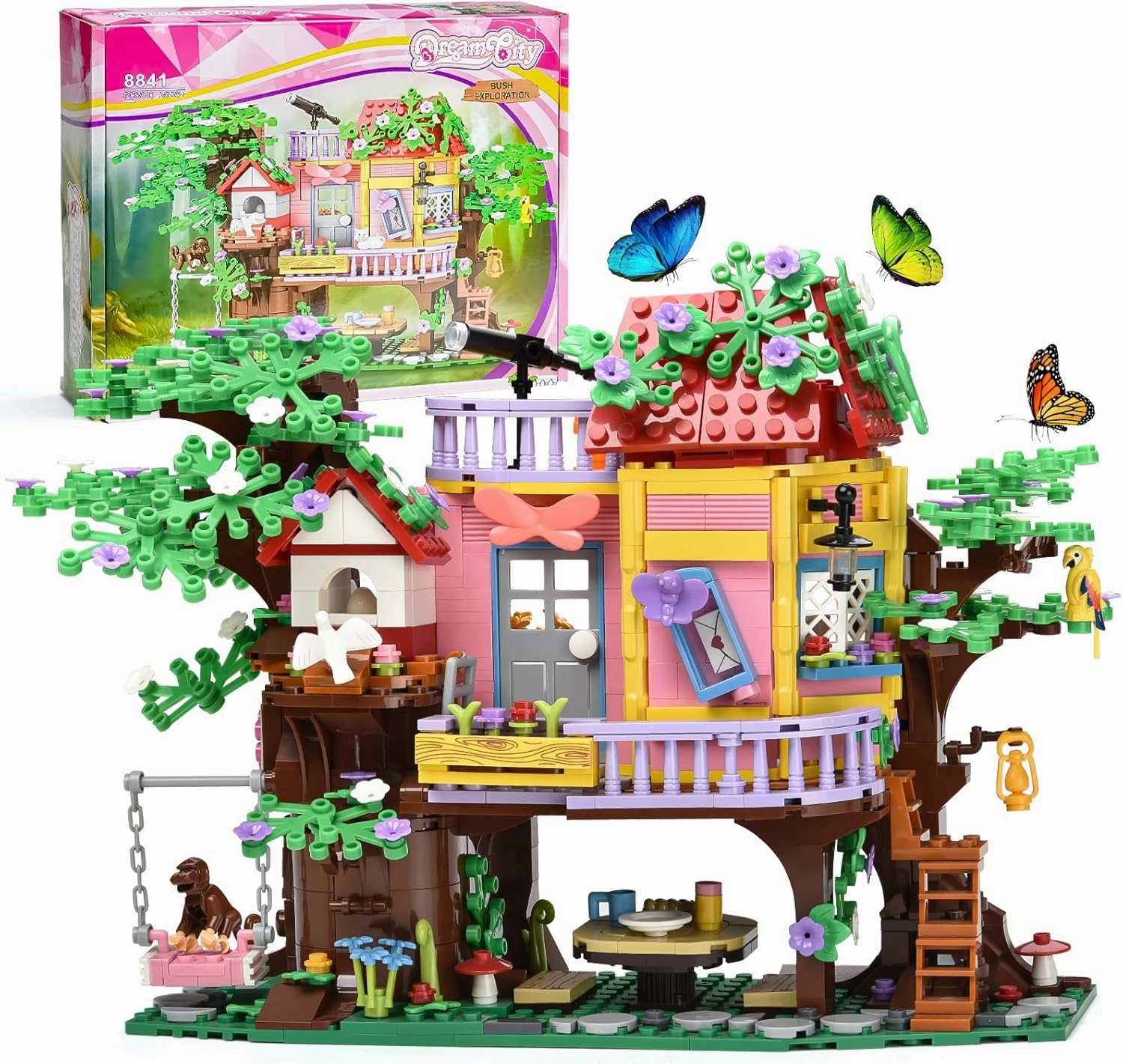 Trees House Building Set for Girls,Animals Tree Houses Model Toys,Adults Creative Collection Building Toys,Birthday Gifts for Age 6 8 10 12  Kids(840PCS)