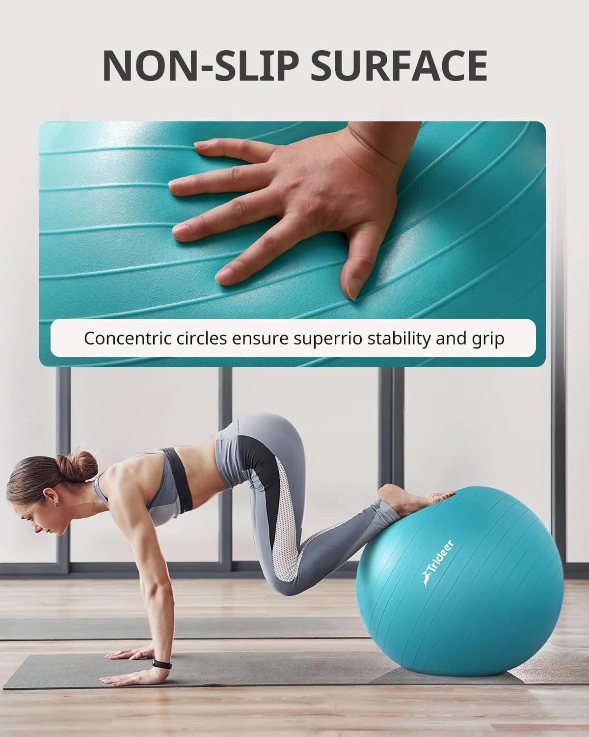 Trideer Extra Thick Yoga Ball Exercise Ball, 5 Sizes Gym Ball, Heavy Duty Ball Chair for Balance, Stability, Pregnancy, Quick Pump Included