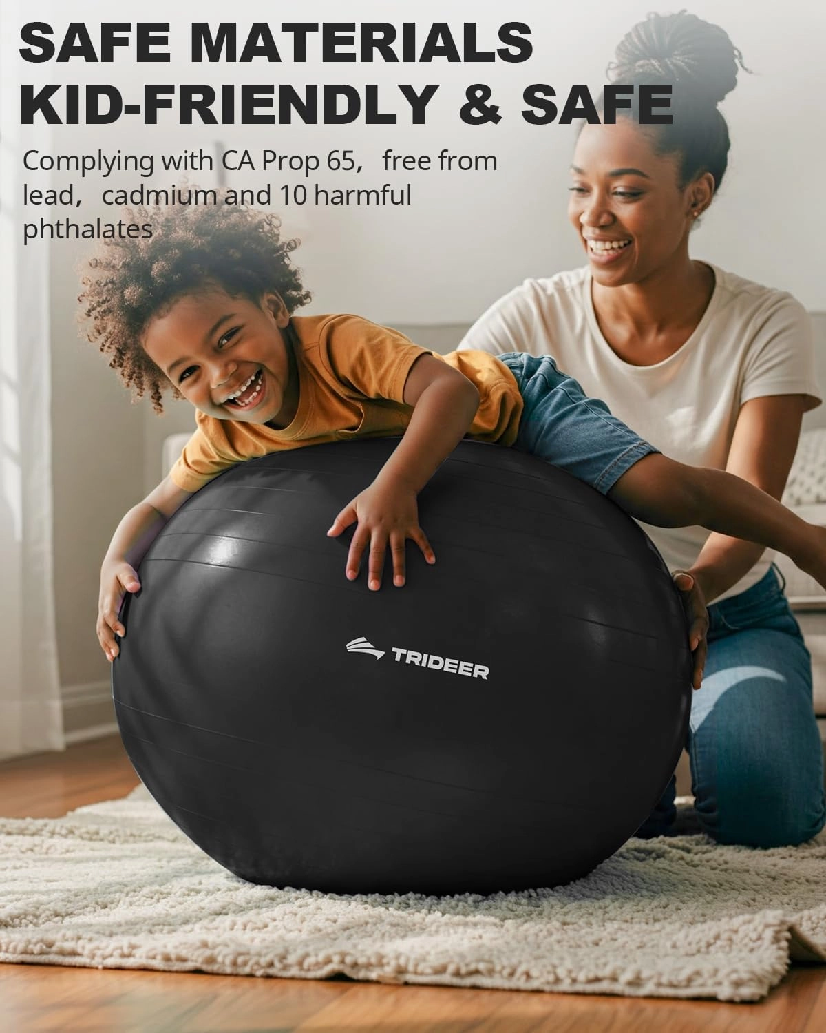 Trideer Extra Thick Yoga Ball Exercise Ball, 5 Sizes Gym Ball, Heavy Duty Ball Chair for Balance, Stability, Pregnancy, Quick Pump Included