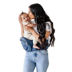 Tushbaby The Original Safety-Certified Hip Carrier for Babies & Toddlers: Machine Washable Child Waist Seat with Pocket Storage, As Seen on Shark Tank (23”-44” Waist, 0-3 yrs up to 45lbs) – Chambray