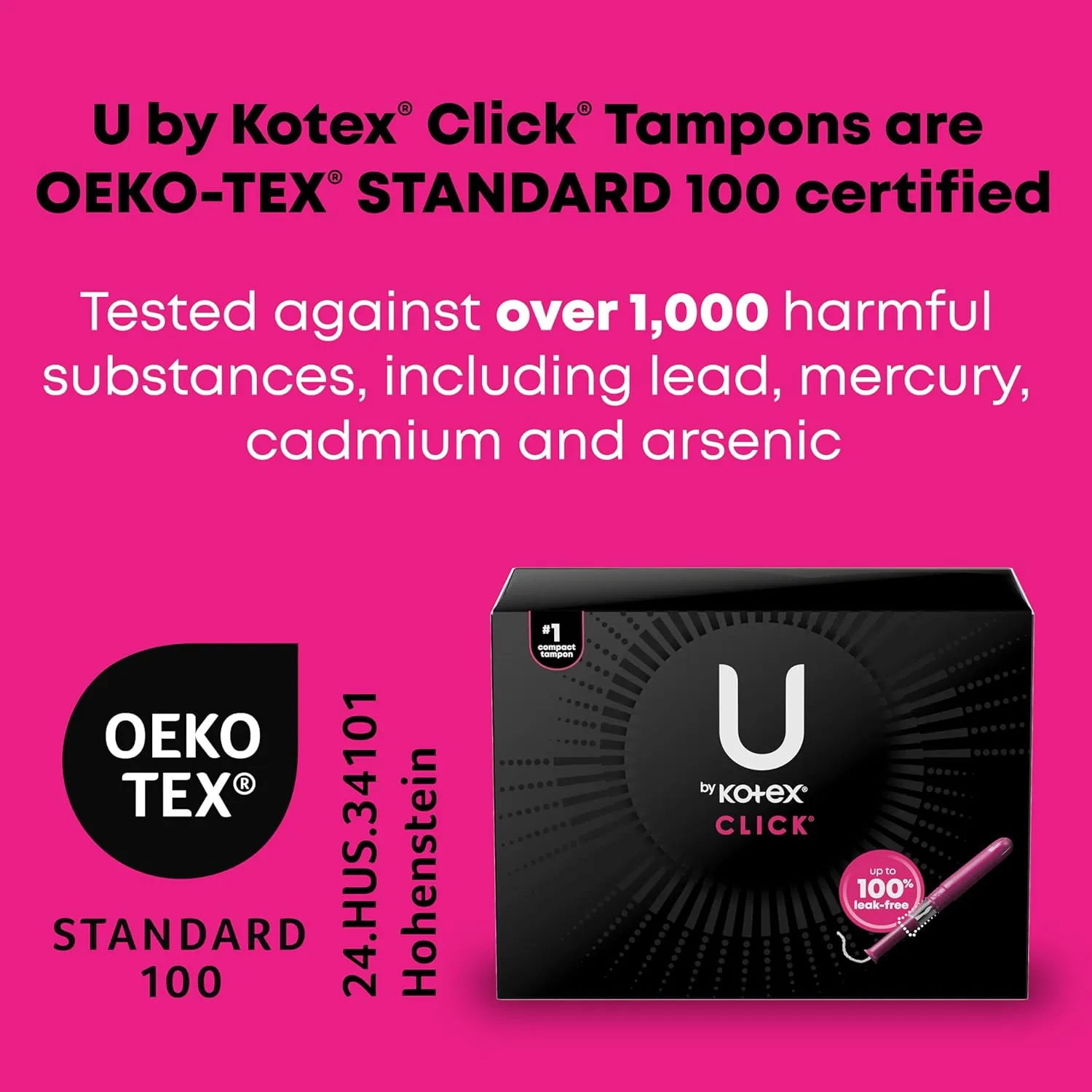 U by Kotex Click Multipack Tampons, Compact, Regular/Super Absorbency, Unscented, 180 Count (6 Packs of 30) (Packaging May Vary)