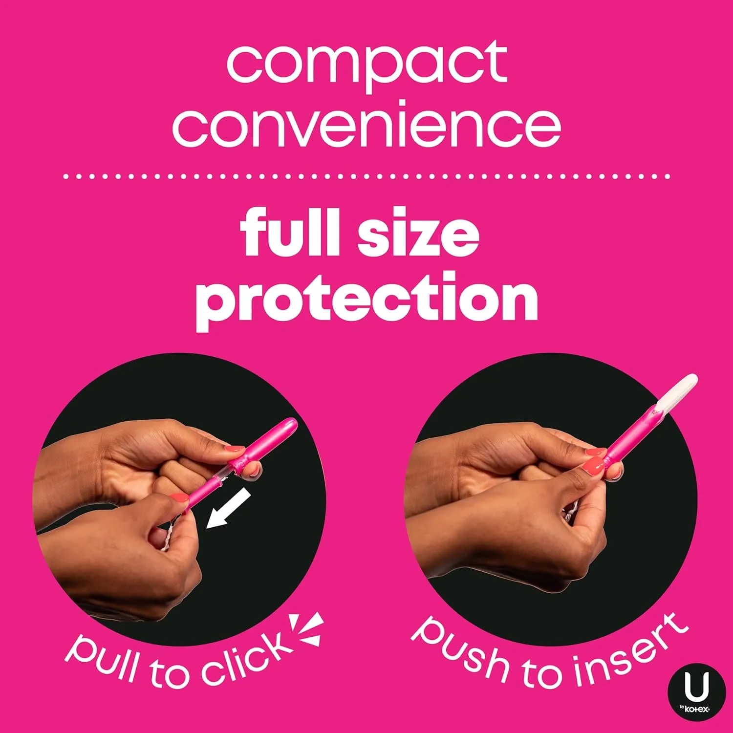 U by Kotex Click Multipack Tampons, Compact, Regular/Super Absorbency, Unscented, 180 Count (6 Packs of 30) (Packaging May Vary)
