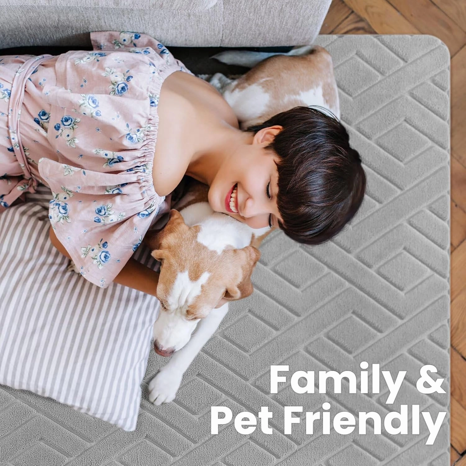 Ultra Soft Grey Area Rug for Bedroom, 4x6 Modern Geometric Shag Rugs with Nonslip Backing for Living Room, Washable Fuzzy Carpet for Cozy Kids Room Nursery