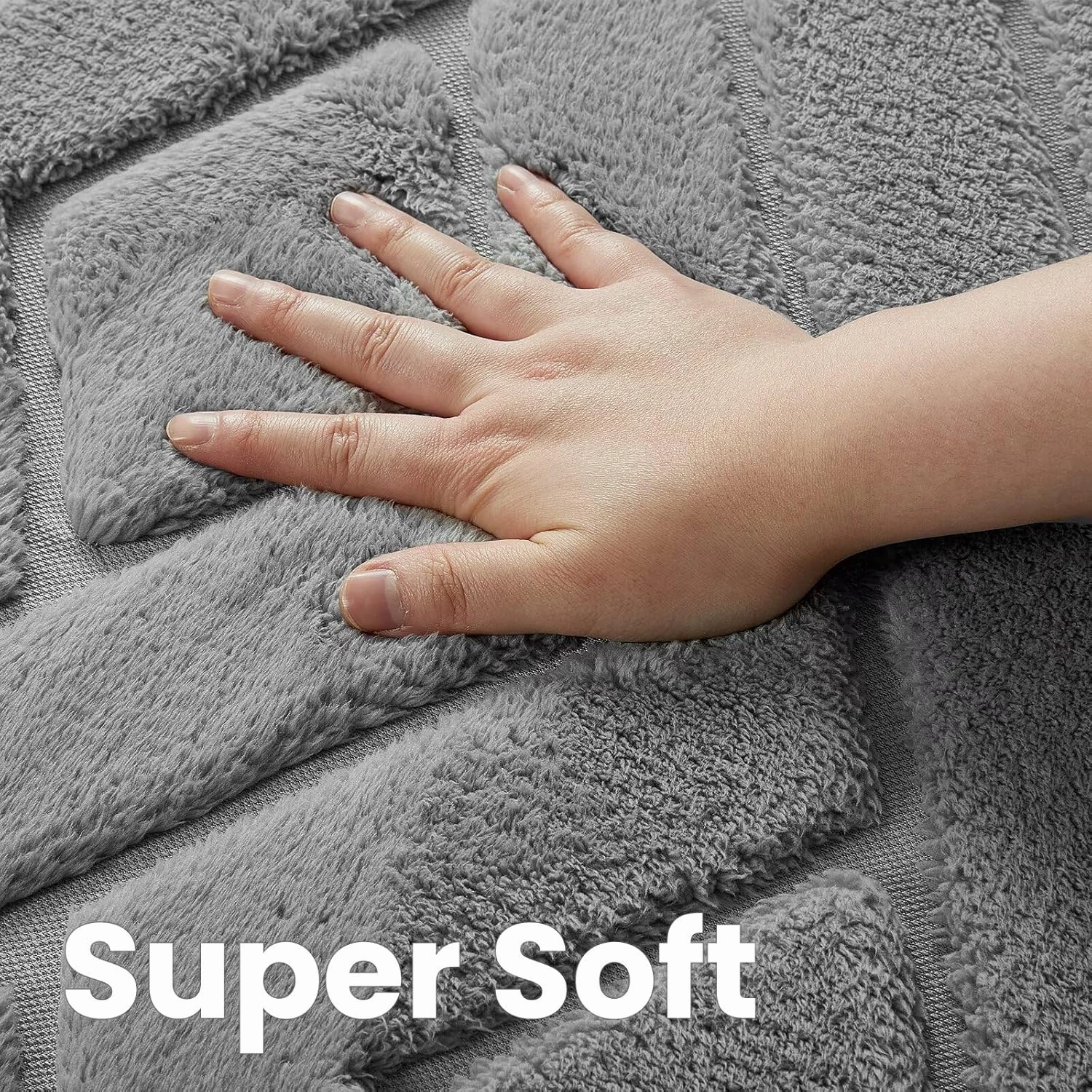 Ultra Soft Grey Area Rug for Bedroom, 4x6 Modern Geometric Shag Rugs with Nonslip Backing for Living Room, Washable Fuzzy Carpet for Cozy Kids Room Nursery