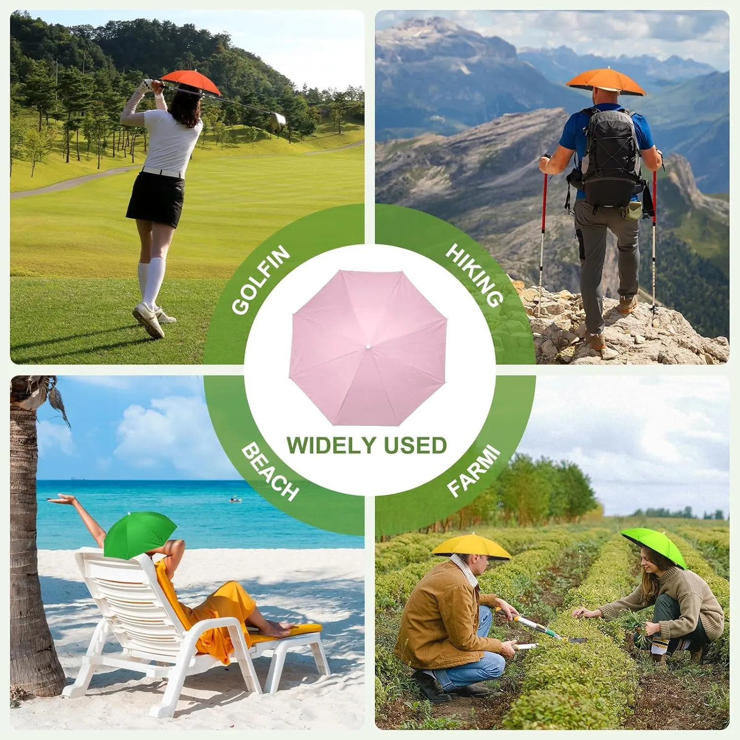 Umbrella Hat, Fishing Hat Hands Free Waterproof Adjustable Sun Rain Cap Hat with Elastic Band Fit for Camping