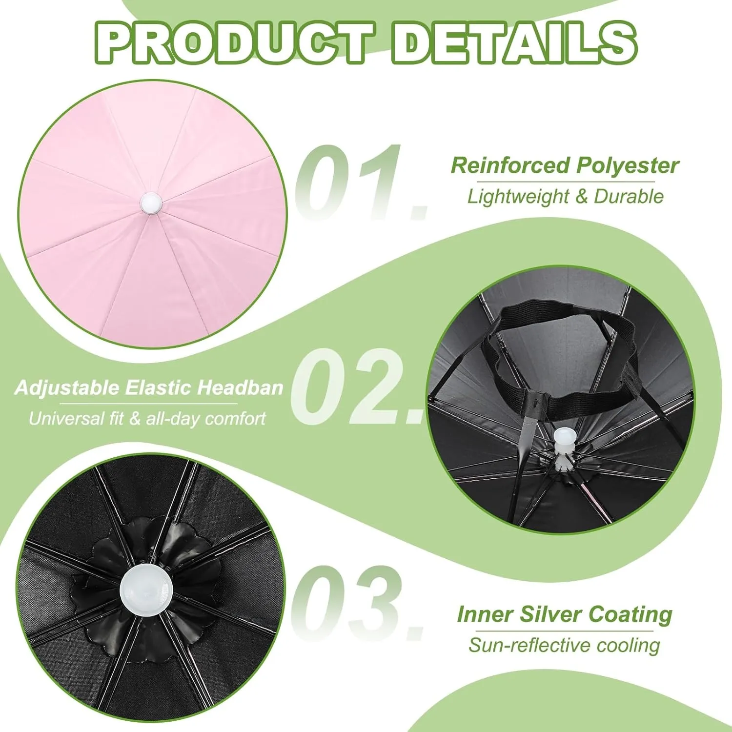 Umbrella Hat, Fishing Hat Hands Free Waterproof Adjustable Sun Rain Cap Hat with Elastic Band Fit for Camping