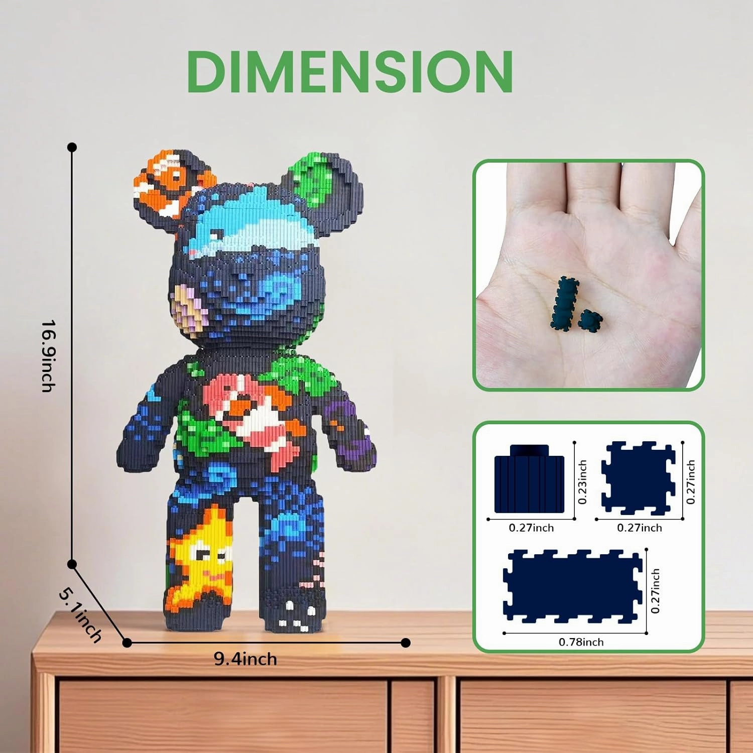 Underwater World Bear Building Blocks (7000 PCS), 3D Micro Animal DIY Bear Building Blocks for Adults & Teenager, Creative Toys Ideal Gift for Family & Friends