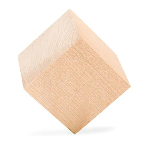 Unfinished Wood Cubes 2-1/2 inch, Pack of 4 Large Wooden Cubes for Wood Blocks Crafts and Decor, by Woodpeckers
