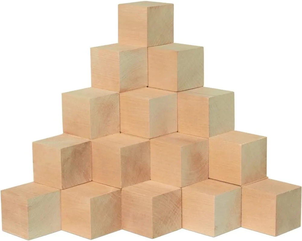 Unfinished Wood Cubes 2-inch, Pack of 100 Large Wooden Cubes for Wood Blocks Crafts and Decor, by Woodpeckers
