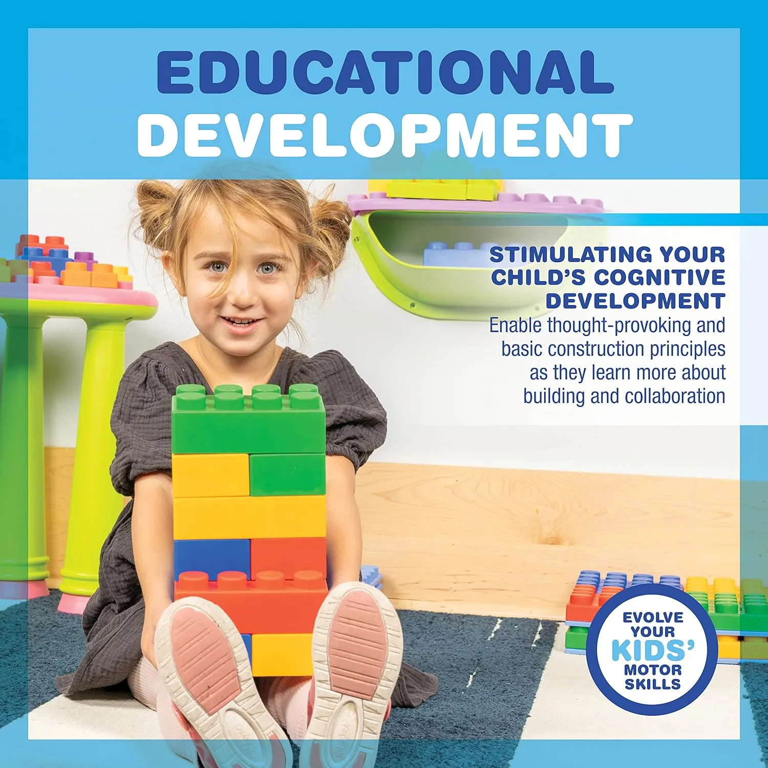 UNiPLAY Plump Soft Building Blocks - 60-Piece Jumbo Stacking Multicolor Set for Early Cognitive Development and Creative Play - Ages 3 Months 