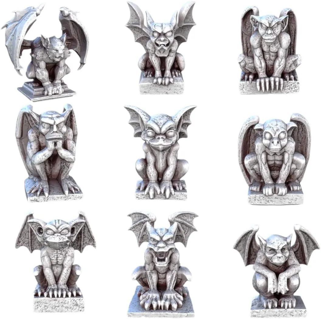 Unpainted DND Gargoyle Miniature Scenery, Tabletop Gaming Collectible, Fantasy World, Ideal Gift for Dungeon Masters and Collectors