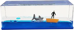 Unsinkable Surfing Boy and Sharks Wave in The Sea in a Box Desk Decorations Ship Fluid Drift Bottle Ornament Paperweight Novelty Gift for Ocean Lovers (Surf Boy-1)