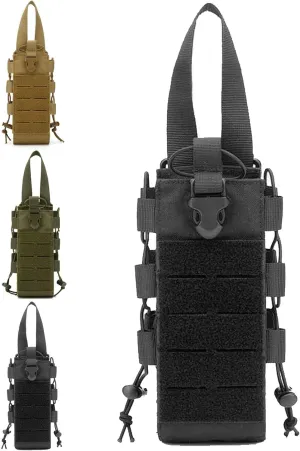 Upgrade Laser Cut Molle Water Bottle Holder Pouch, 1000D Tactical Adjustable Bottle Pouch Bag Carrier for Camping Hiking Bacpack