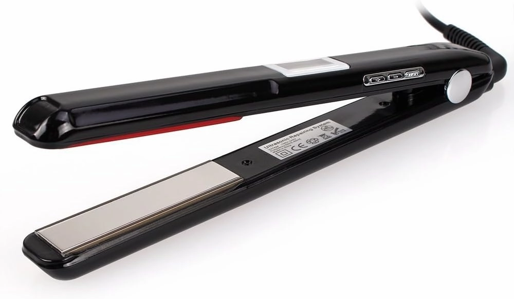Upgrade Professional Ultrasonic Infrared Hair Straightener Care Cold Flat Iron for Hair Treatment Therapy Repair Damaged Hair LCD Display 360° Swivel Cord, Black