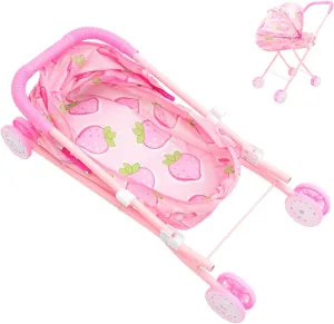 UPKOCH Simulation Doll Stroller Toy for Boy Girl Realistic Doll Stroller for Pretend Play Birthday Toddlers Compact Lightweight Design Material