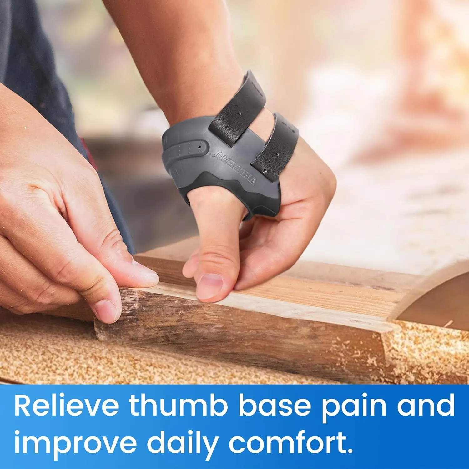 Velpeau CMC Thumb Brace for Osteoarthritis - with Shape-memory Restriction Splint, CMC Joint Stabilizer, Basal Thumb Arthritis Pain Relief and Support for Women and Men (Black, Right Hand, Medium)