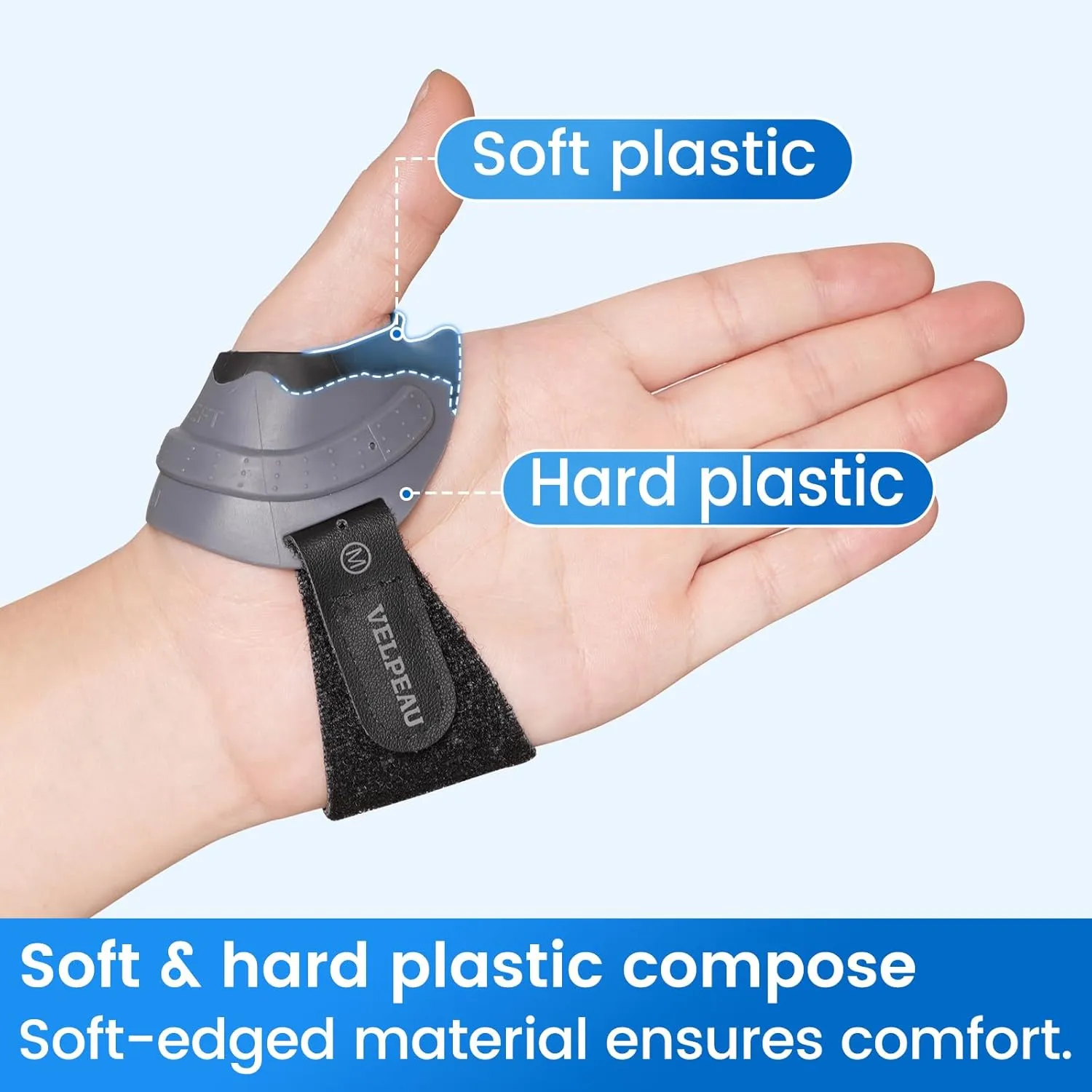 Velpeau CMC Thumb Brace for Osteoarthritis - with Shape-memory Restriction Splint, CMC Joint Stabilizer, Basal Thumb Arthritis Pain Relief and Support for Women and Men (Black, Right Hand, Medium)