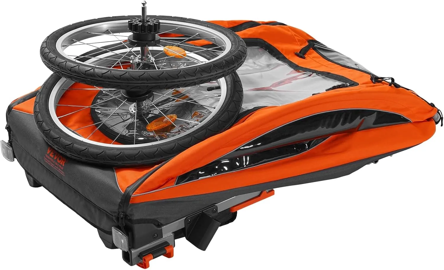 VEVOR Bike Trailer for Toddlers, Kids, 2 Seat, Supports up to 100/110 lbs, 2-in-1 Canopy Carrier Converts to Stroller, Tow Behind Foldable Child Bicycle Trailer with Universal Bicycle Coupler