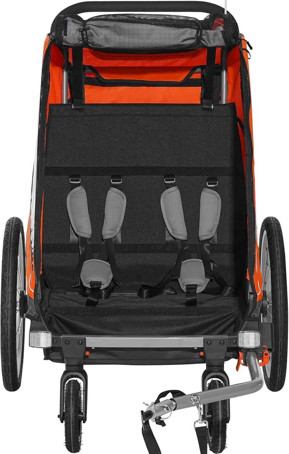 VEVOR Bike Trailer for Toddlers, Kids, 2 Seat, Supports up to 100/110 lbs, 2-in-1 Canopy Carrier Converts to Stroller, Tow Behind Foldable Child Bicycle Trailer with Universal Bicycle Coupler