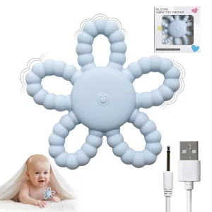 Vibrating Sensory Chew Toy, 3X Vibration Settings Baby Teether Toys for Babies 3-6-12 Months, Waterproof Teething Rings Toy 6-18 Months Gifts for Boy and Girl or Autistic Children