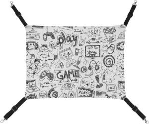 Video Games Black White Style Cat Hanging Hammock Soft Breathable Pet Cage Dog Hammock with Adjustable Straps and Metal Hooks
