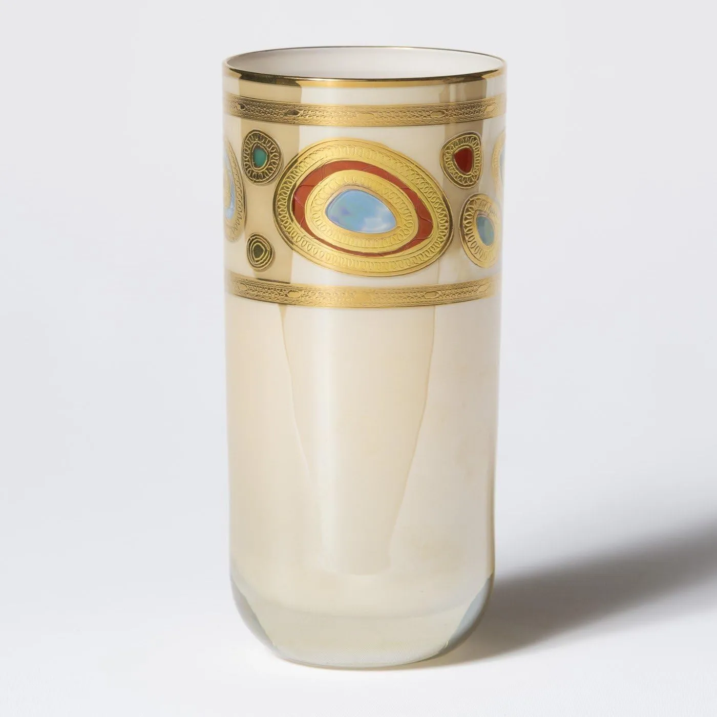 Vietri Regalia Cream Highball Glass 6" H, 12 oz Cocktail Glass, Modern Bar Glassware, Glass Drinkware