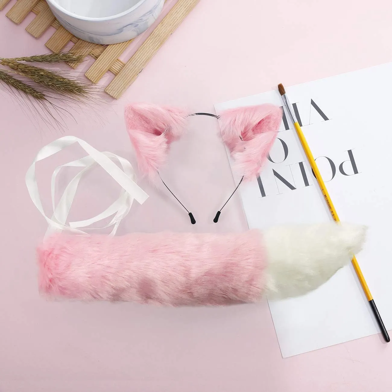 VIGVAN Cat Ears Wolf Fox Ears Animal Cosplay Cute Head Accessories for Halloween