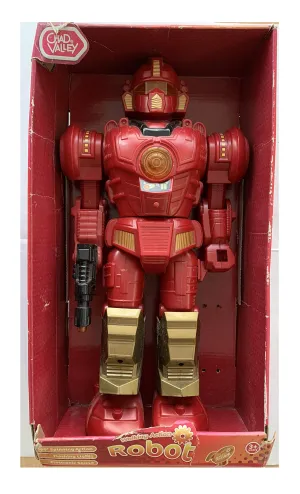 Vintage 1990s Chad Valley Electronic Walking Talking 17 Inch Tall Action Robot - Former Shop Display Item