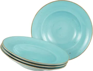 Vintage Nature Aqua Series 34046, 4-Piece Crockery Set for 4 People, Porcelain Pasta Plate, Dishwasher and Microwave Safe, Made in Europe