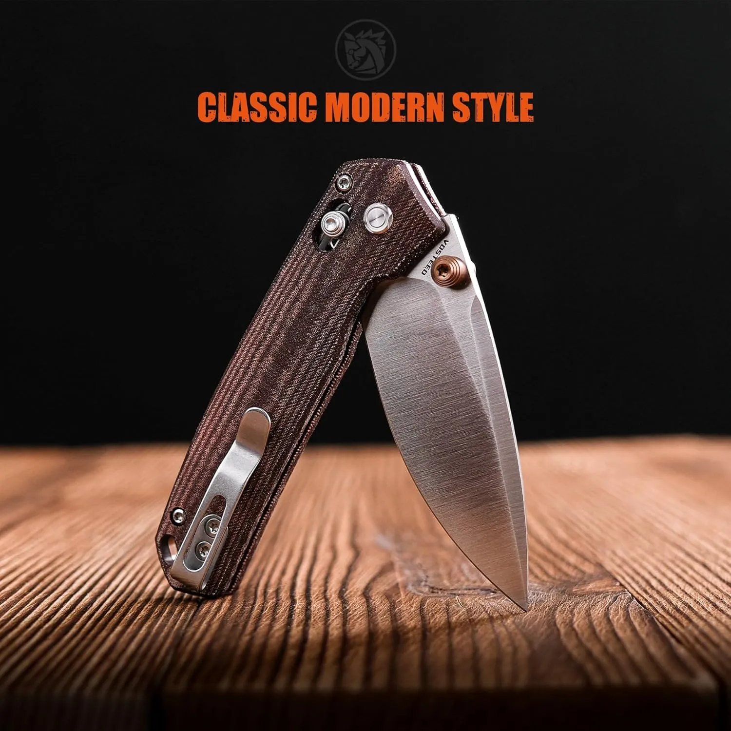 Vosteed EDC Pocket Knife, 2.69" Elmax Satin Blade & Crossbar Lock Norplex UltreX Maroon Micarta Handle, Folding Knives for Hiking Fishing - Mini Psyop A2308