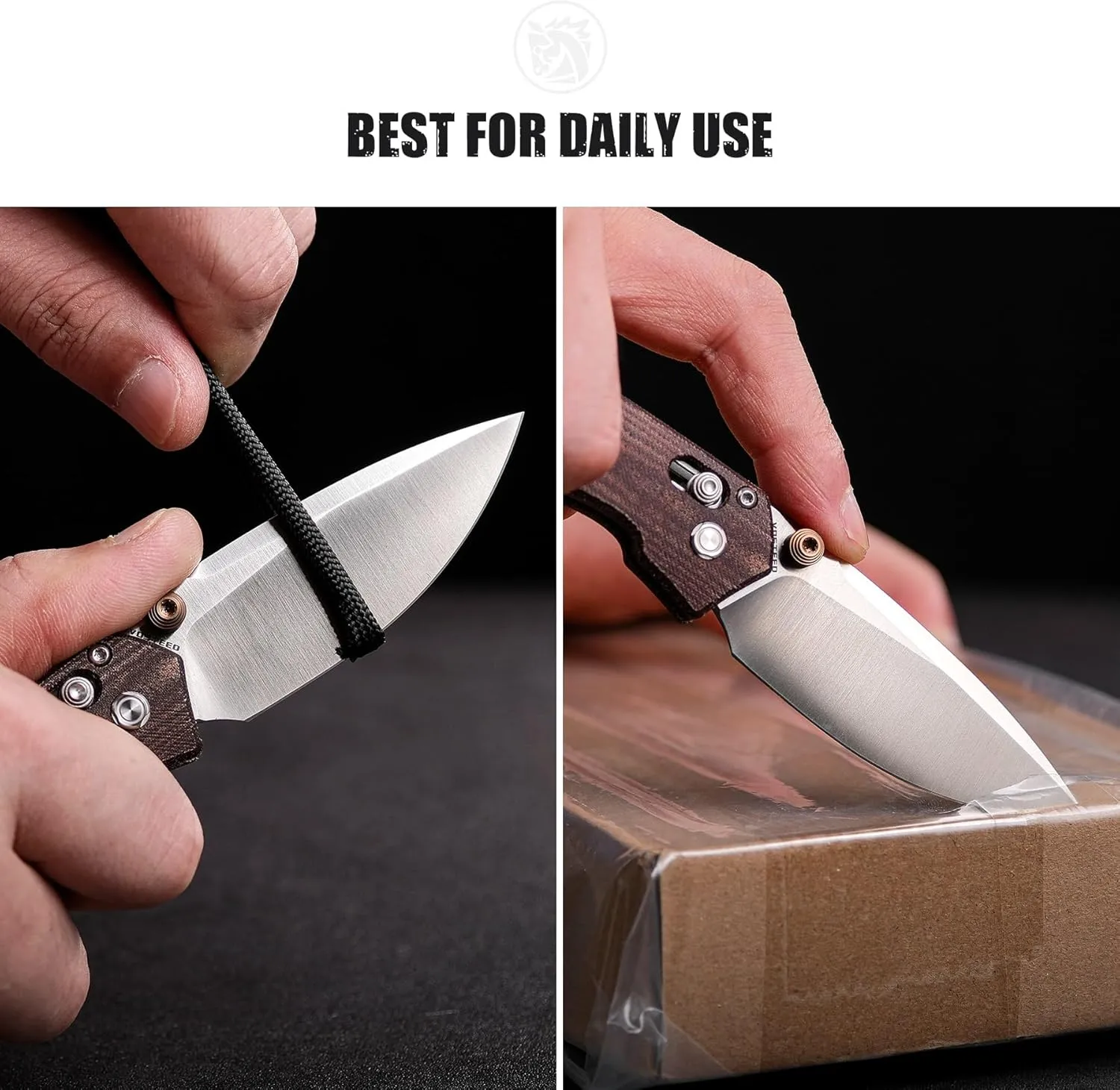 Vosteed EDC Pocket Knife, 2.69" Elmax Satin Blade & Crossbar Lock Norplex UltreX Maroon Micarta Handle, Folding Knives for Hiking Fishing - Mini Psyop A2308