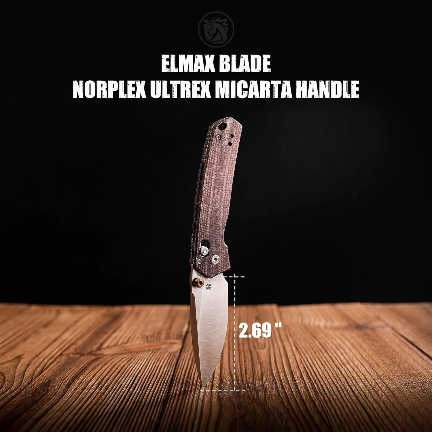 Vosteed EDC Pocket Knife, 2.69" Elmax Satin Blade & Crossbar Lock Norplex UltreX Maroon Micarta Handle, Folding Knives for Hiking Fishing - Mini Psyop A2308